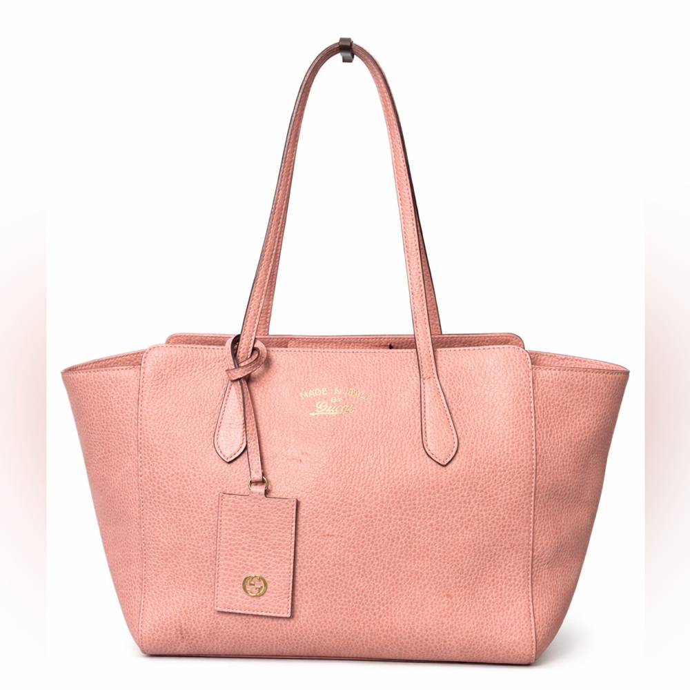 Gucci Pink Pebbled Leather Tote Bag Made in Italy Shoulder Bag - Picture 2 of 14